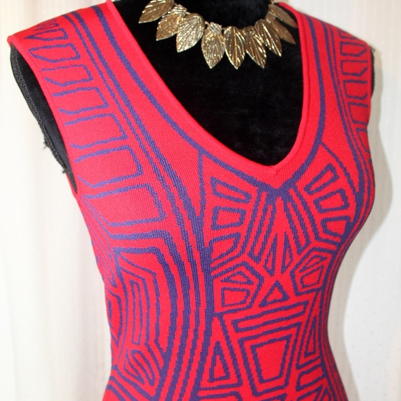 Colorful Neon Ethic Aztec Maya Print Bodycon Dress